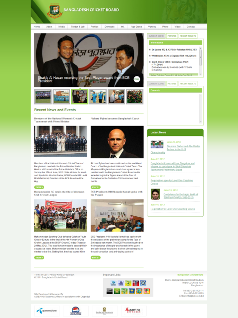 Bangladesh Cricket Board official website